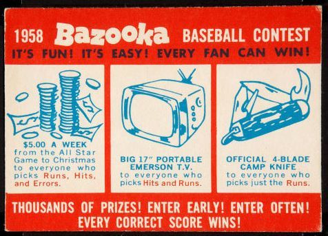 1958 Topps Bazooka Contest